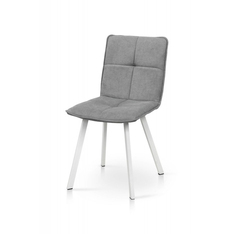 Стілець Тетріс, метал білий/ тканина світло сіра Мікс меблі