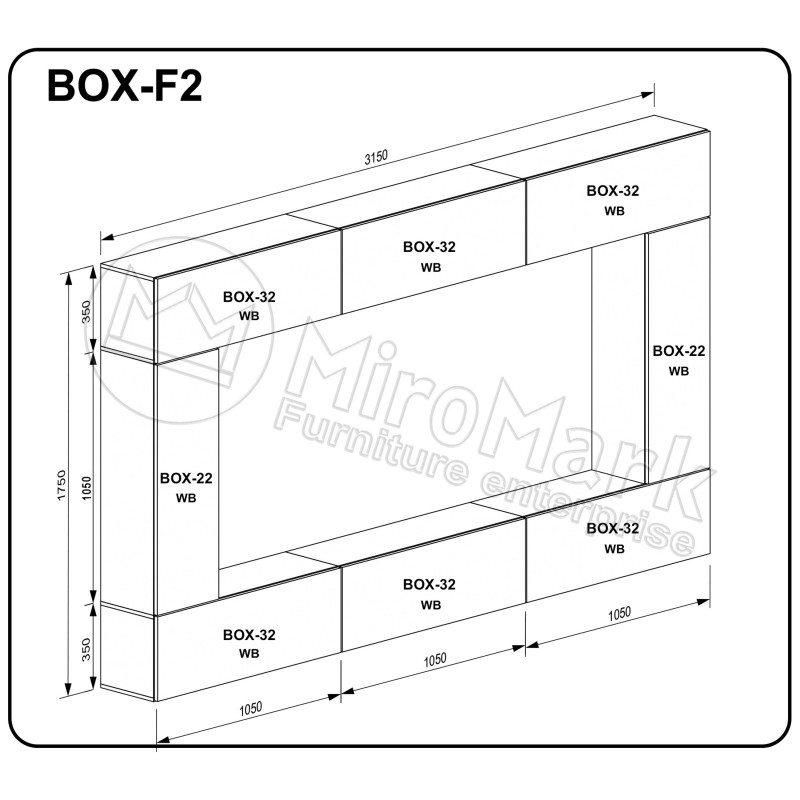 Модульна вітальня BOX-F2 BX-F2-WB МіроМарк