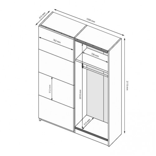 Шафа-купе 1,5х2,1м Белла BL-17-WB МіроМарк