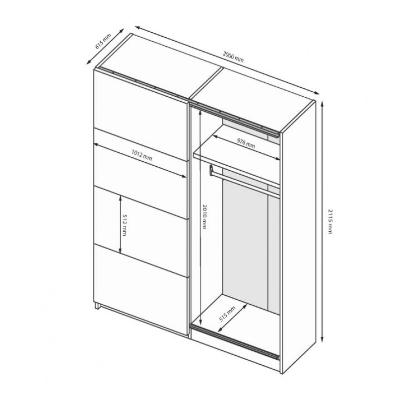 Шафа-купе 2.0 м БЕЛЛА МіроМарк