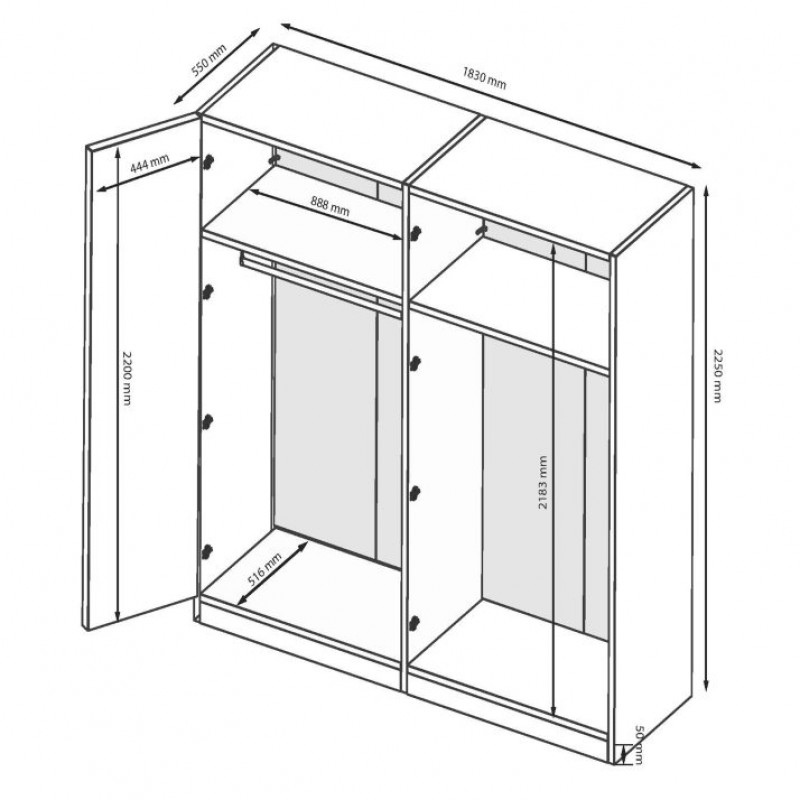 Шафа 4дв БЕЛЛА без дзеркал МіроМарк