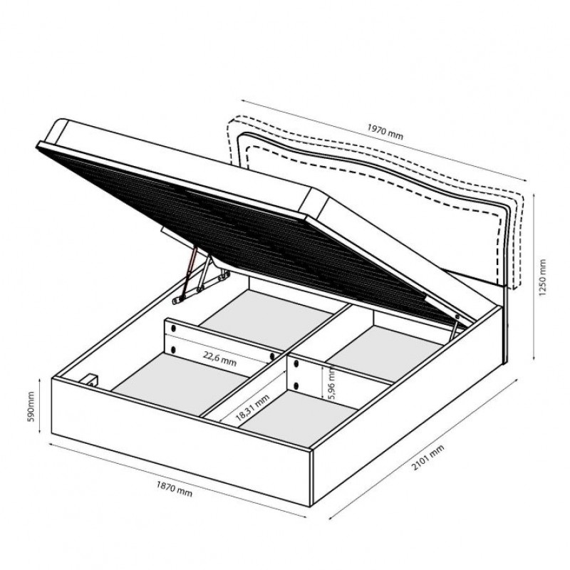 Ліжко ДЖЕНІФЕР підйомне з каркасом МіроМарк