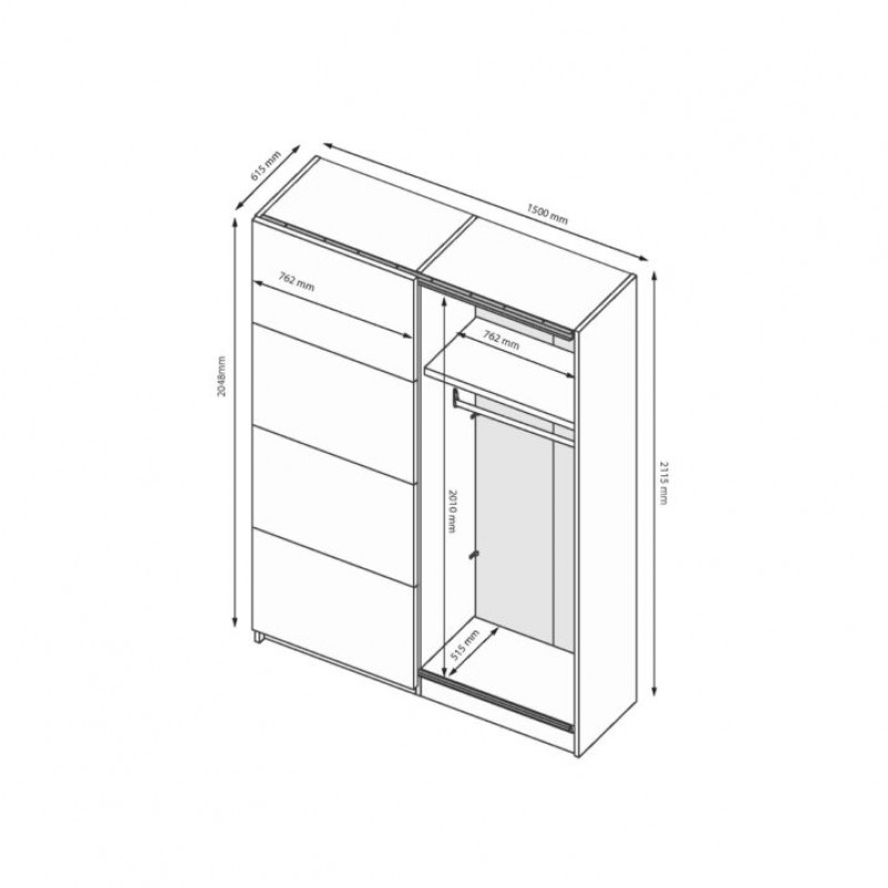 Шафа-купе Dominika 1,5м DK-15-GT МіроМарк