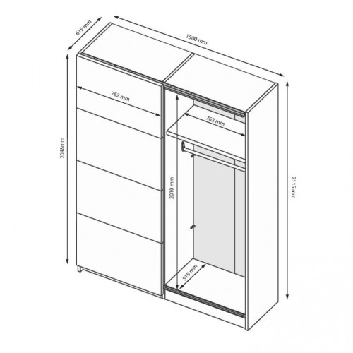 Шафа-купе 1,5х2,1м. Доні DN-15-GT МіроМарк