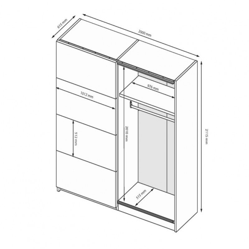 Шафа-купе ІМПЕРІЯ 2.0м МіроМарк