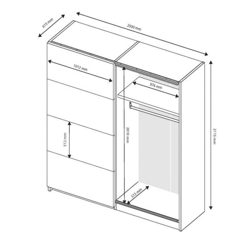 Шафа-купе ІМПЕРІЯ 2.5м МіроМарк
