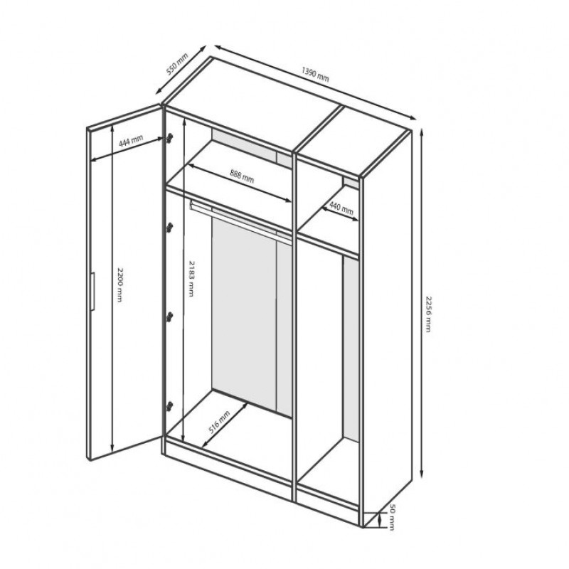 Шафа 3дв ІМПЕРІЯ без дзеркал МіроМарк