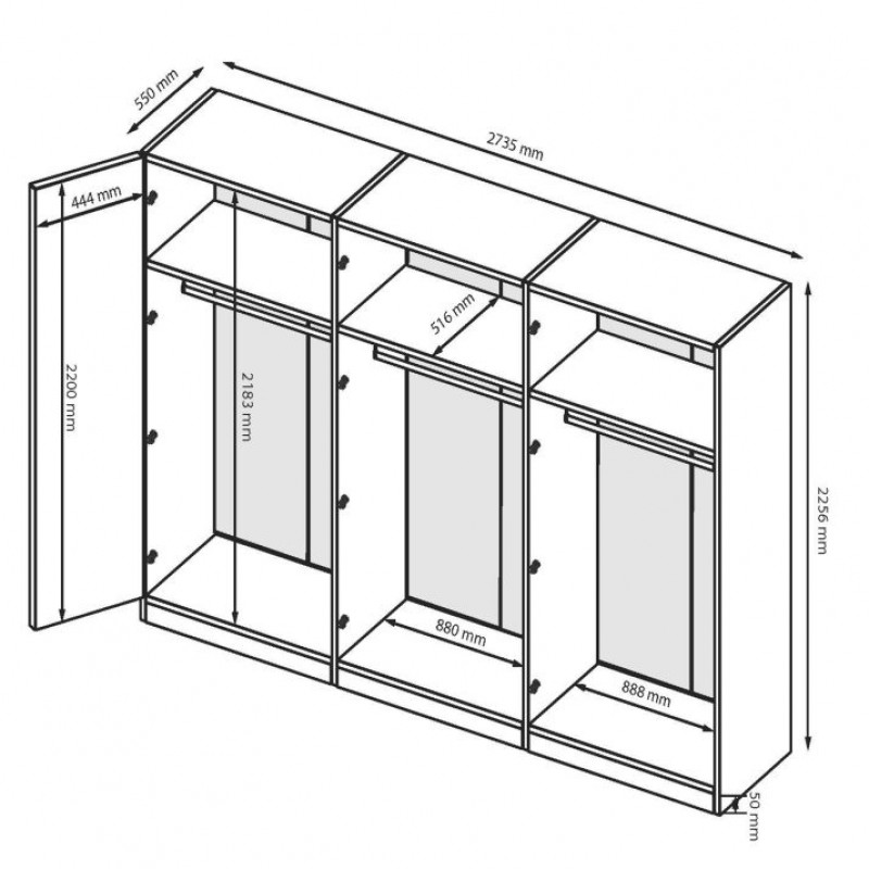 Шафа 6дв ІМПЕРІЯ без дзеркал МіроМарк