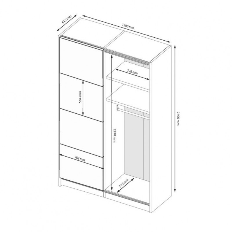 Шафа-купе 1,5х2,4м. Лілу LY-84-GC МіроМарк