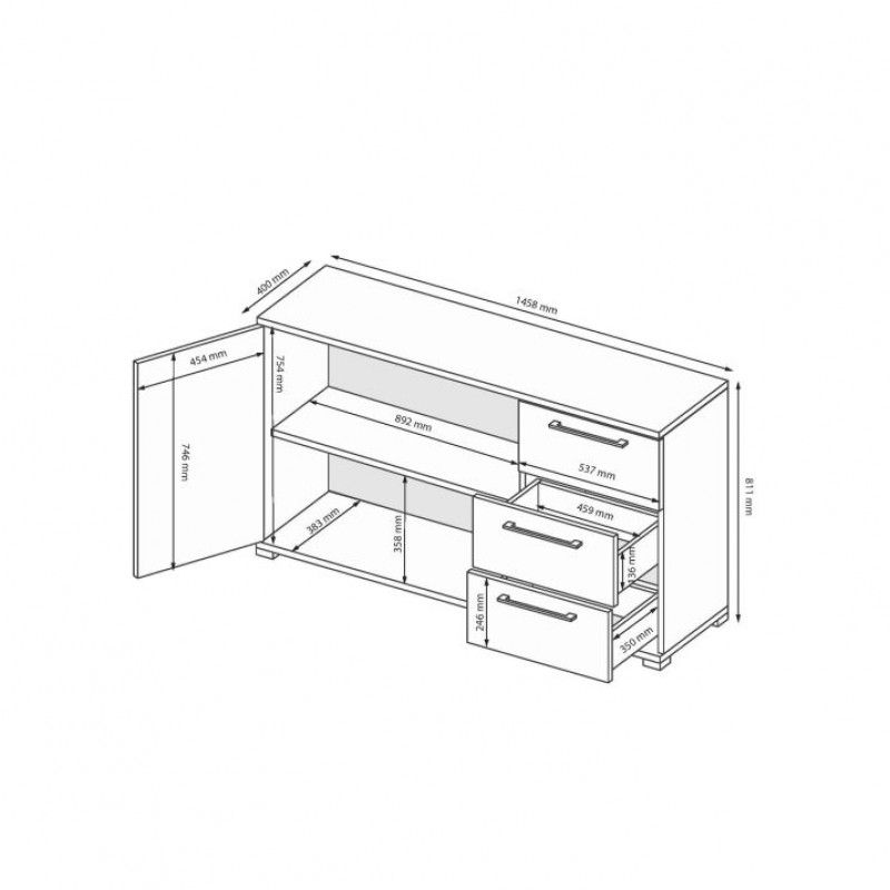 Комод 2дв 3шх Megy MG-62-GG МіроМарк