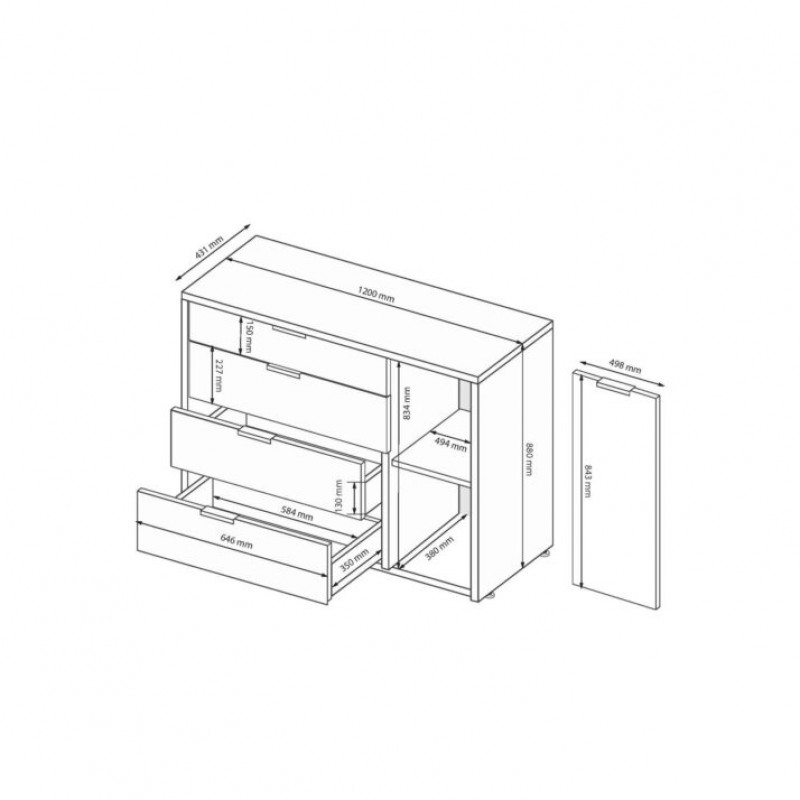 Комод 1дв 4шх РАМОНА МіроМарк