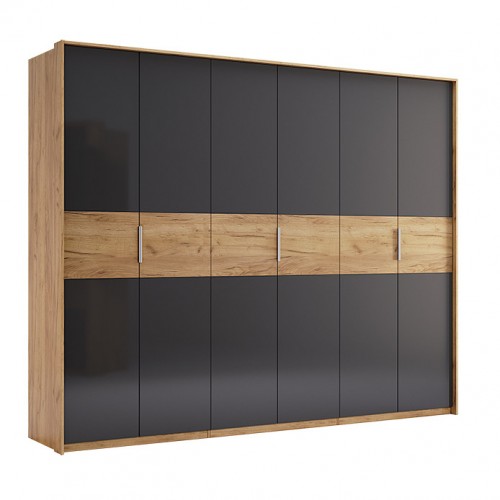 ШАФА Рамона 6дв без дзеркал(Дуб Крафт/Мат Лава (Н9043)) RA-26-LV МіроМарк