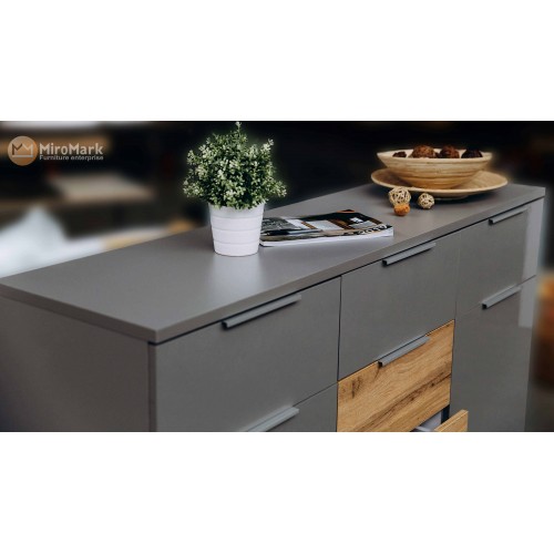 Модульна спальня Лінц (Linz) 3дв Сірий Шифер - Дуб Вотан МіроМарк