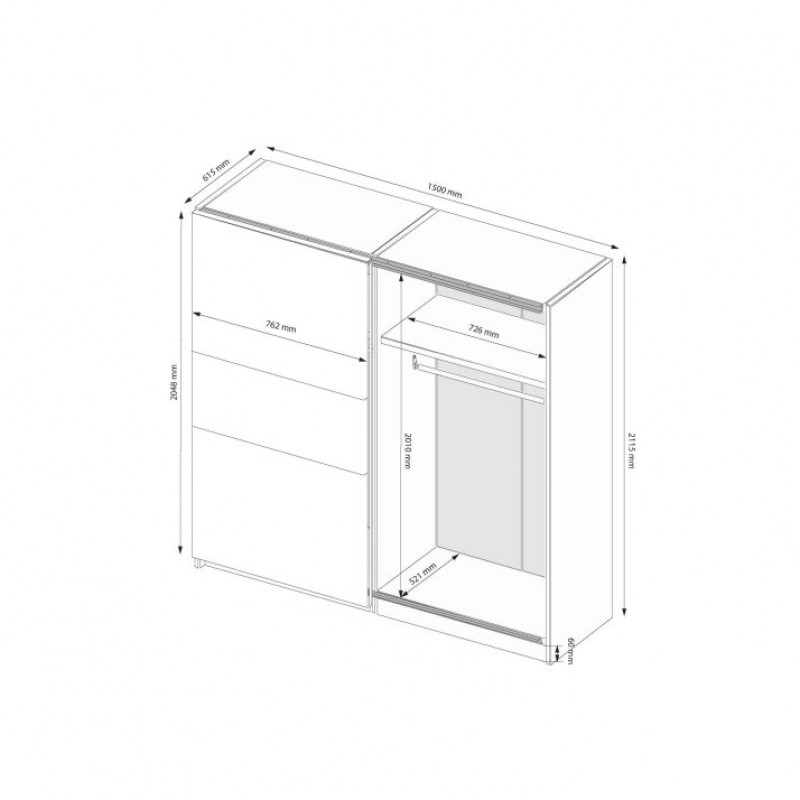 Шафа-купе Тео  TO-15-AG МіроМарк