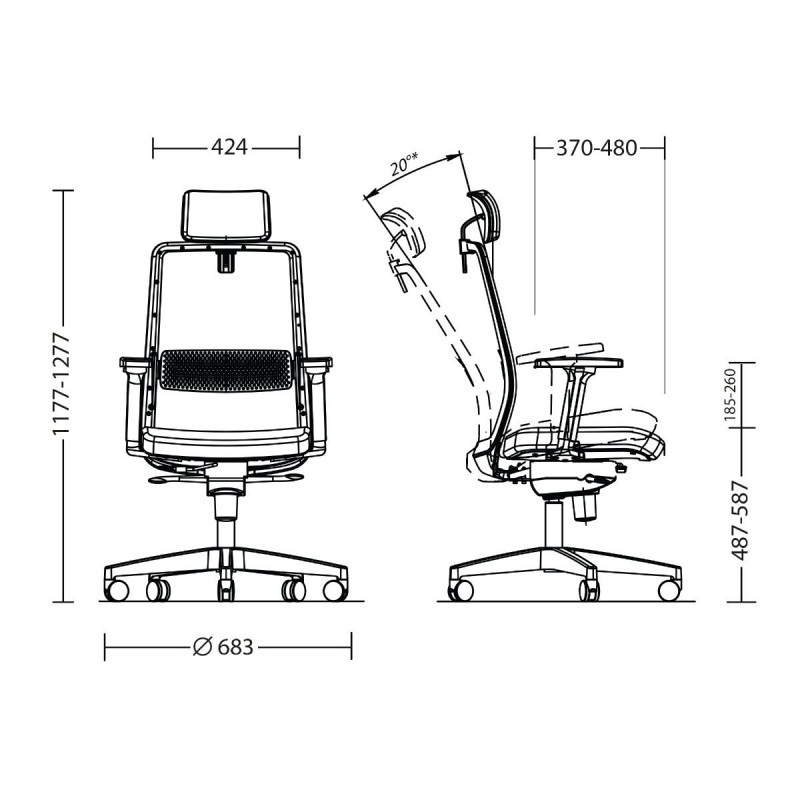Крісло FRAME R HR black ES PL70 Nowy Styl