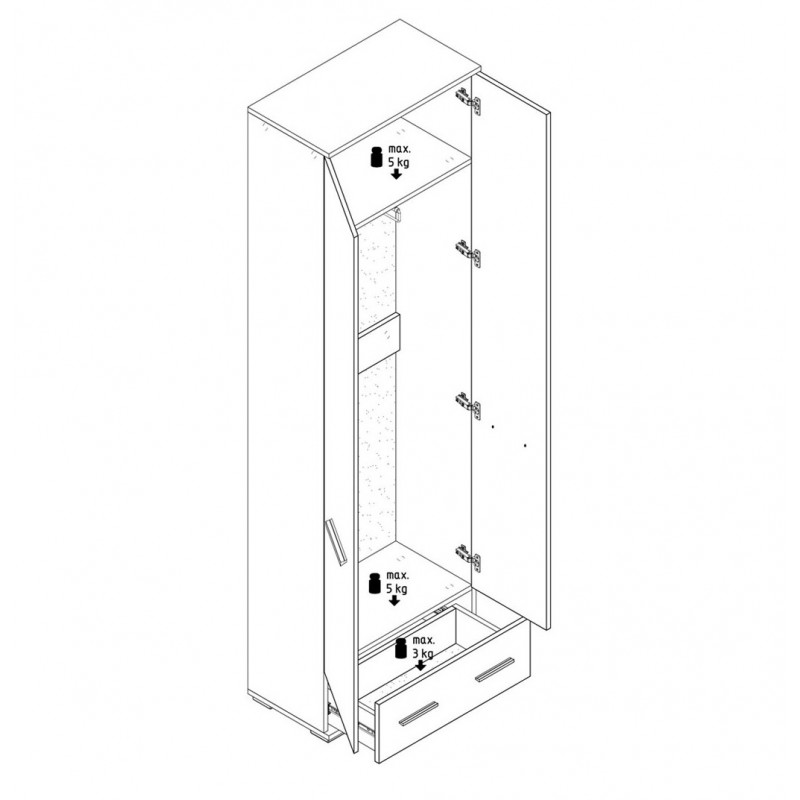 Шафа Світ Меблів Амбре 2-дверна з шухлядою 60 см, дуб білий / чорний