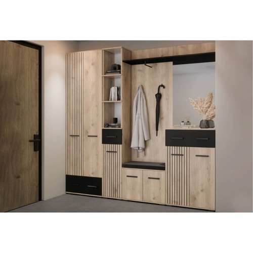 Передпокій Світ Меблів Амбре Комплект 210 см Дуб білий / чорний