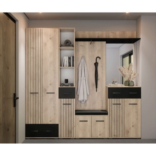 Передпокій Світ Меблів Амбре Комплект 210 см Дуб білий / чорний