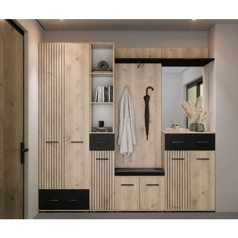 Передпокій Світ Меблів Амбре Комплект 210 см Дуб білий / чорний