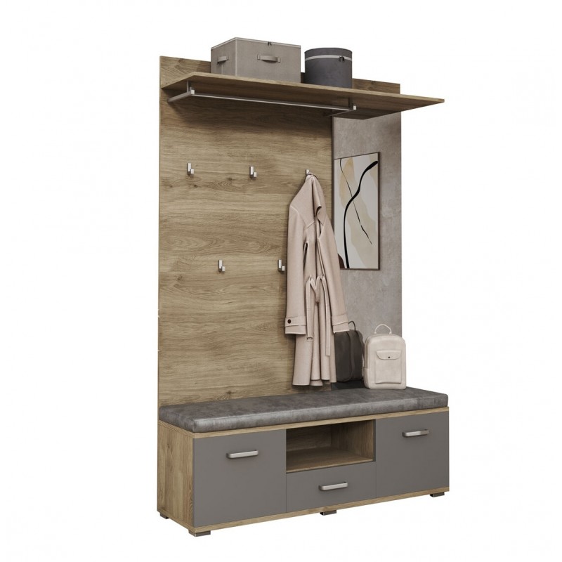 Передпокій Світ Меблів Бруна 130 см, дуб білий / сіра мишка