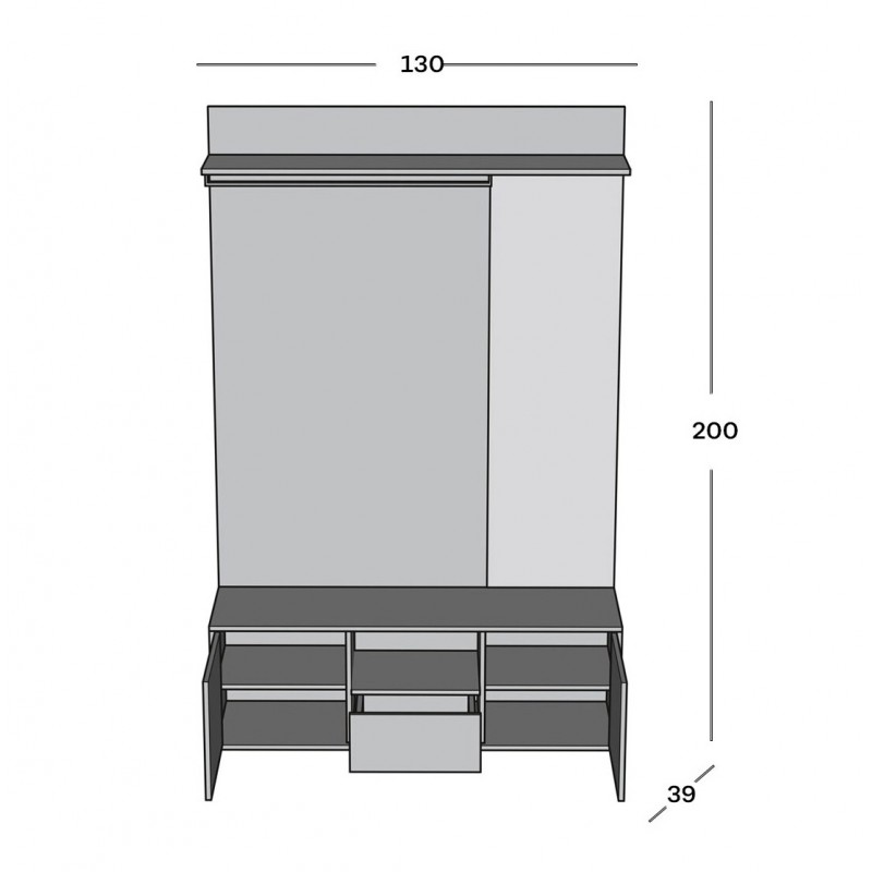 Передпокій Світ Меблів Бруна 130 см, дуб білий / сіра мишка