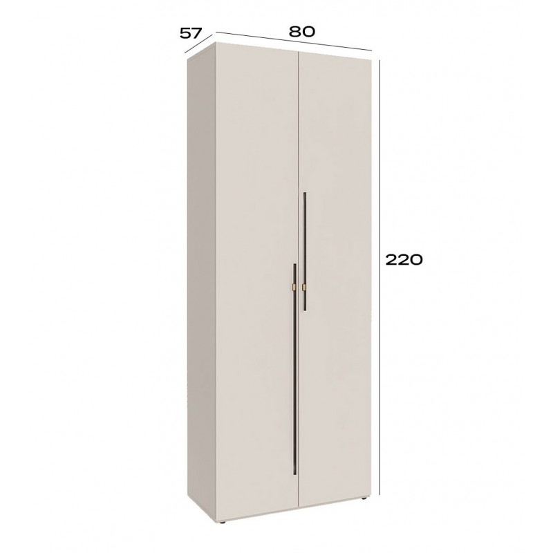 Шафа Світ Меблів Спейс дводверна зі штангою та полицями 80х220х57 см, кашемір