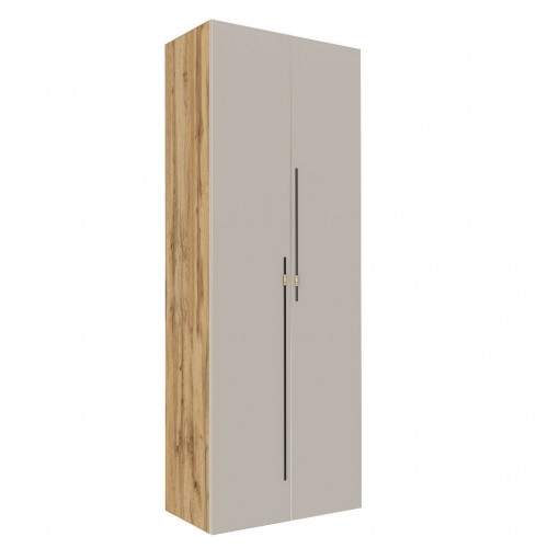 Шафа Світ Меблів Спейс дводверна зі штангою і полицями 80х220х57 см, дуб аппалачі / кашемір