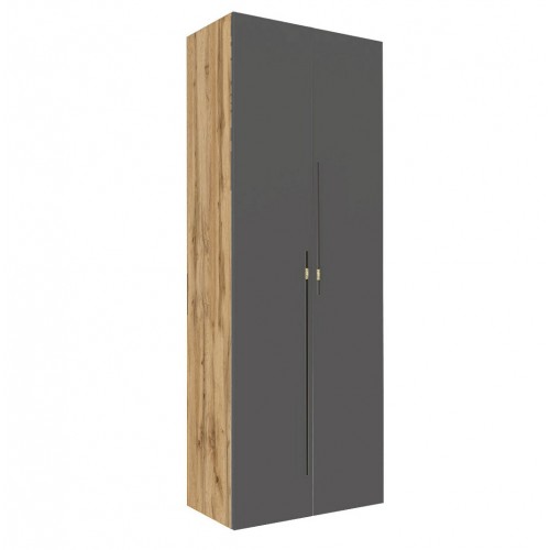 Шафа Світ Меблів Спейс дводверна зі штангою і полицями 80х220х57 см, дуб аппалачі / графіт