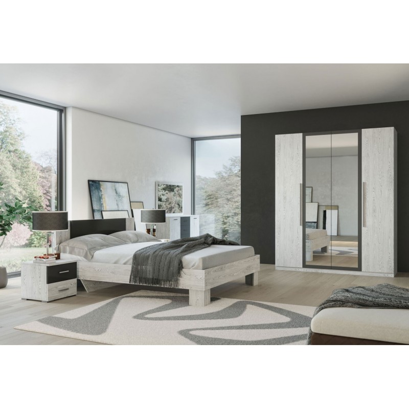 Шафа Світ Меблів Лілея Нова 4-дверна з дзеркалом 180 см Артвуд світлий / Артвуд світлий, антрацит