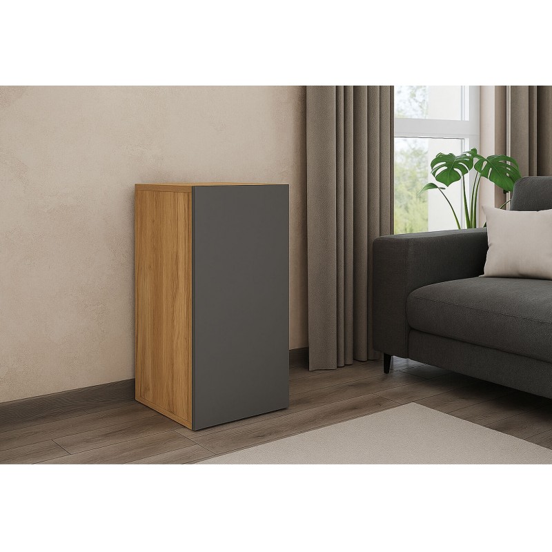 Комод Світ Меблів Спейс однодверний з полицями 40 см, дуб аппалачі / графіт