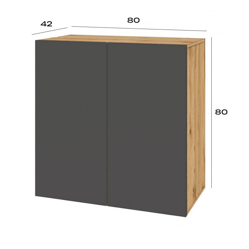 Комод Світ Меблів Спейс дводверний з полицями 80 см, дуб аппалачі / графіт