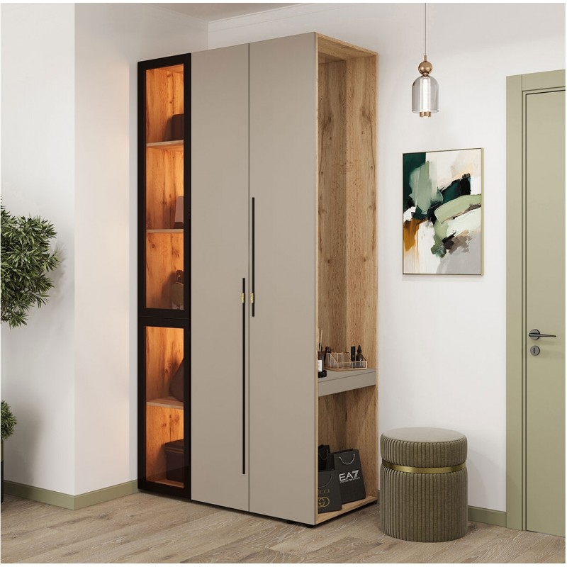 Передпокій Світ Меблів Спейс з вітриною 120 см, дуб аппалачі / кашемір