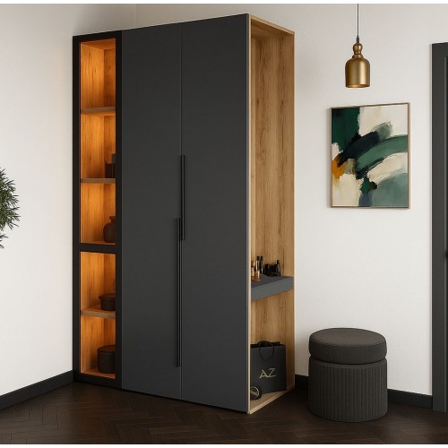 Передпокій Світ Меблів Спейс з вітриною 120 см, дуб аппалачі / графіт