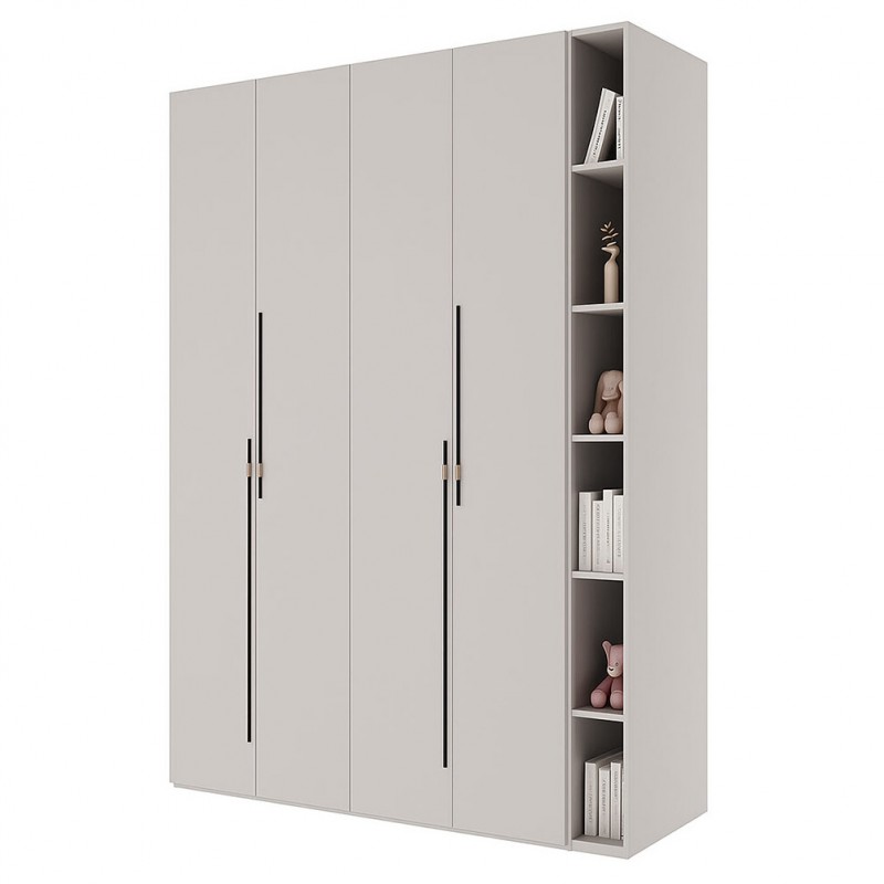 Шафа Світ Меблів Спейс чотиридверна з полицями 180х220х57 см, кашемір