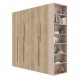 Шафа Світ Меблів Спейс п'ятидверна з боковими полицями 220х220х57 см, кашемір / дуб білий