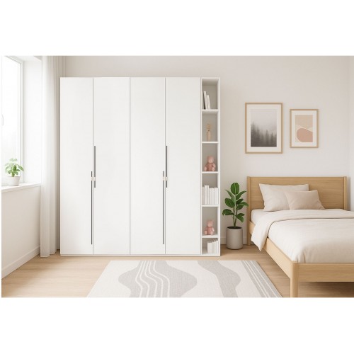 Шафа Світ Меблів Спейс чотиридверна з полицями 180х220х57 см, німфея альба