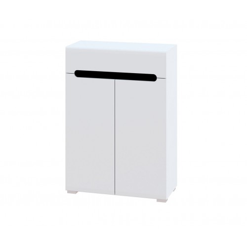 Комод Світ Меблів Бянко 2-дверний з шухлядою 80 см Білий з чорною вставкою