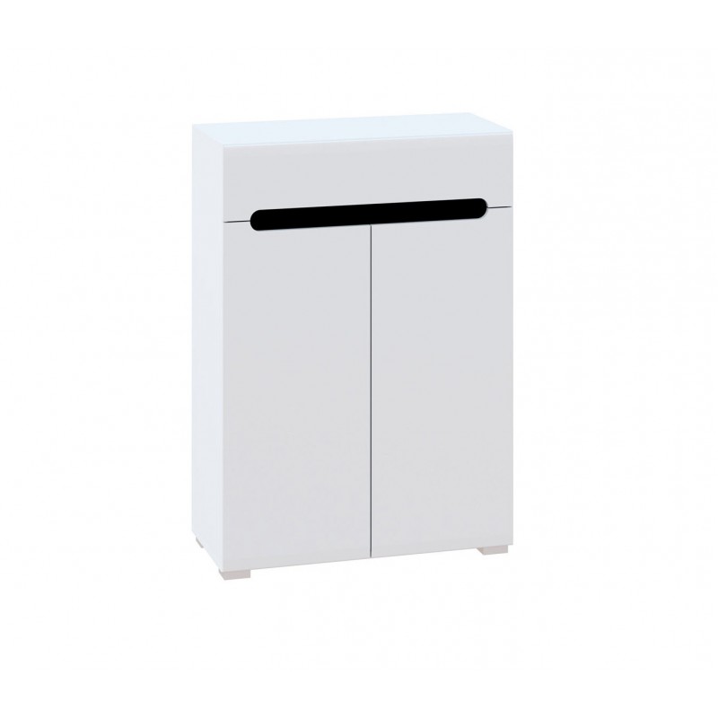 Комод Світ Меблів Бянко 2-дверний з шухлядою 80 см Білий з чорною вставкою