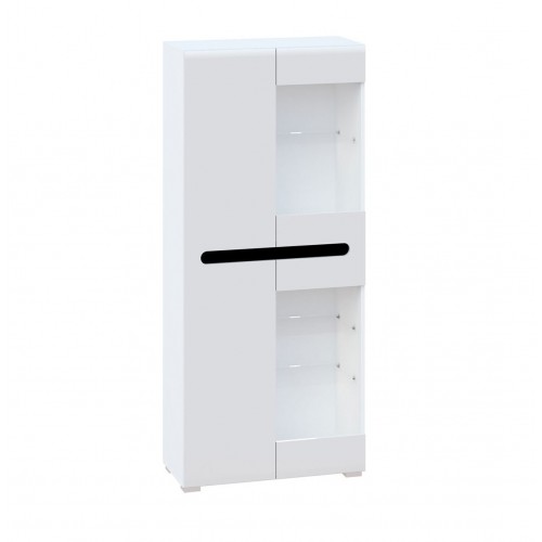Шафа-вітрина Світ Меблів Бянко 80 см Біла з чорною вставкою
