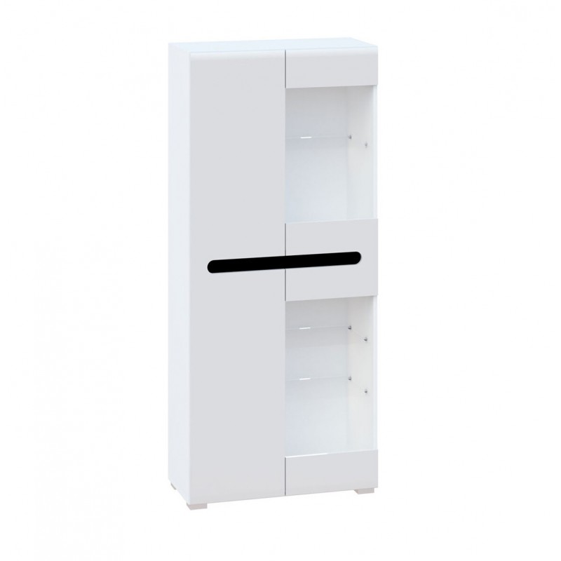 Шафа-вітрина Світ Меблів Бянко 80 см Біла з чорною вставкою