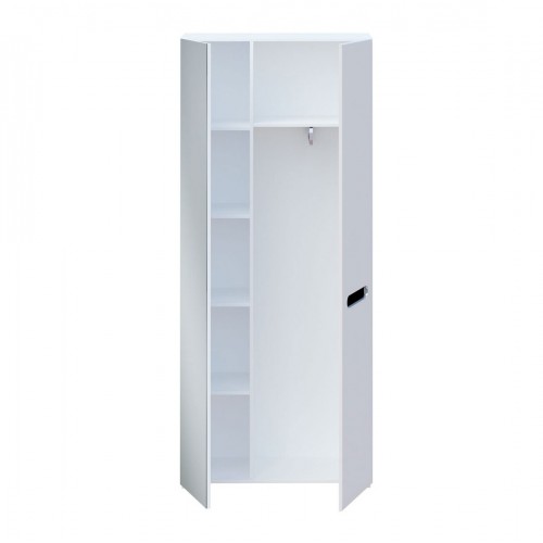 Шафа Світ Меблів Бянко 2-дверна з дзеркалом 90 см Біла з чорною вставкою