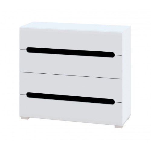 Комод Світ Меблів Бянко з 4 шухлядами 105 см Білий з чорною вставкою