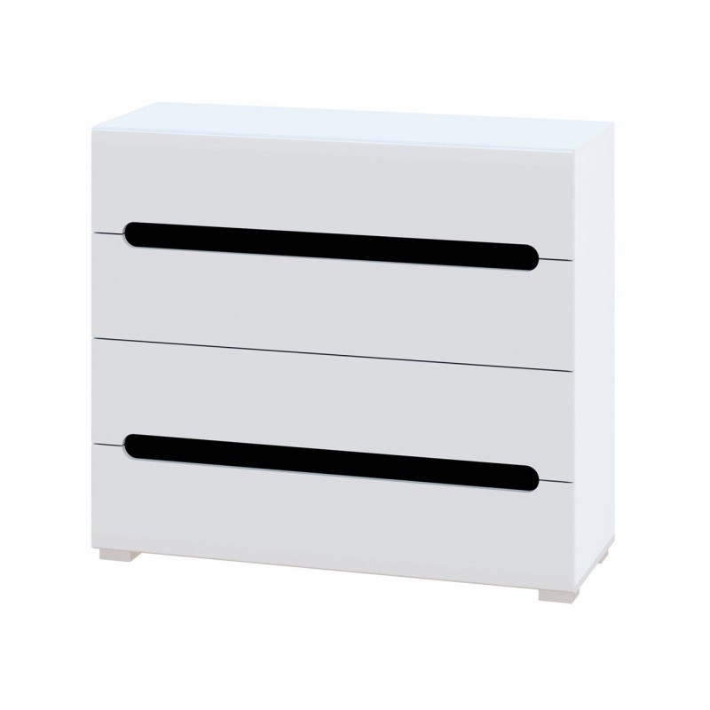Комод Світ Меблів Бянко з 4 шухлядами 105 см Білий з чорною вставкою