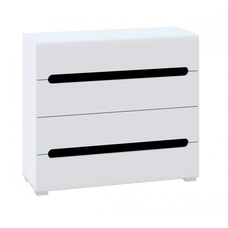 Комод Світ Меблів Бянко з 4 шухлядами 105 см Білий з чорною вставкою