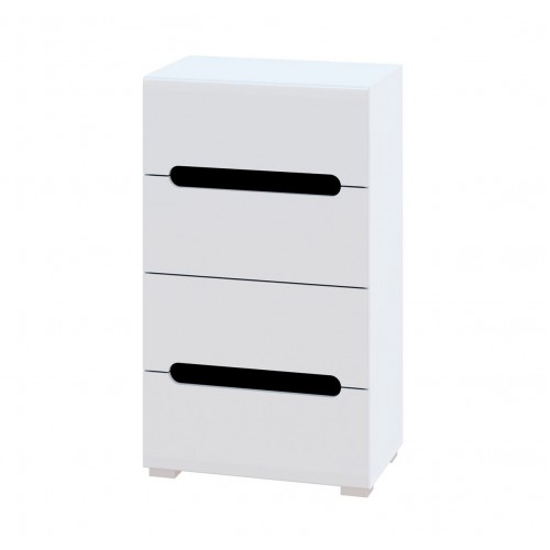 Комод Світ Меблів Бянко з 4 шухлядами 60 см Білий з чорною вставкою
