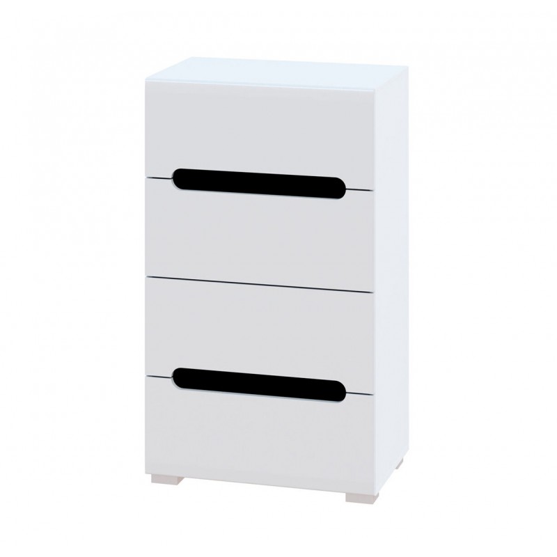 Комод Світ Меблів Бянко з 4 шухлядами 60 см Білий з чорною вставкою