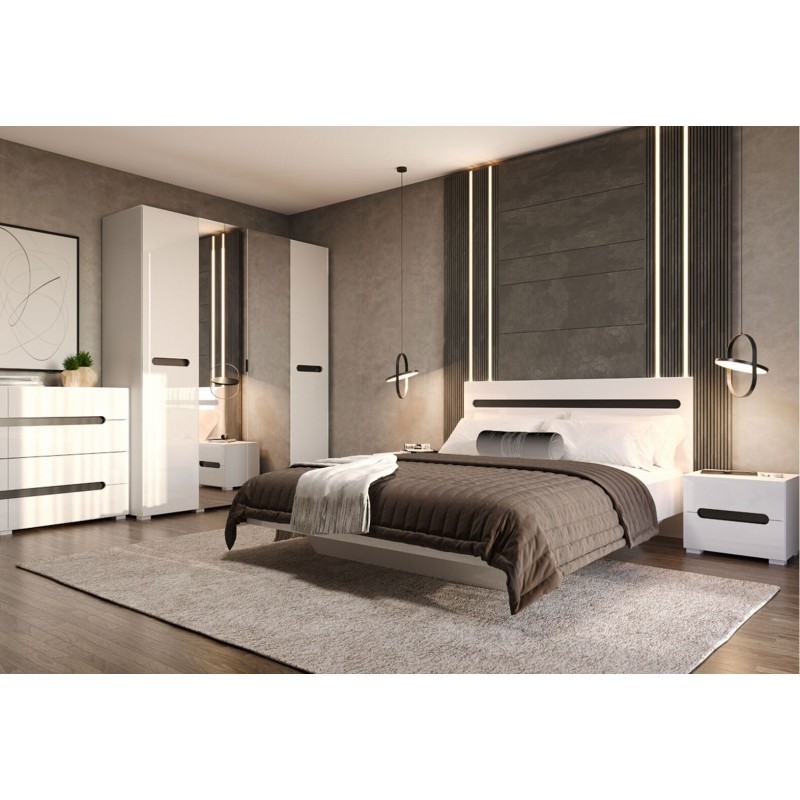 Ліжко Світ Меблів Бянко (без вкладу) 140х200 см, Біле з чорною вставкою