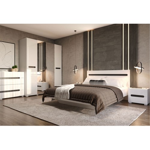 Ліжко Світ Меблів Бянко (без вкладу) 160х200 см, Біле з чорною вставкою