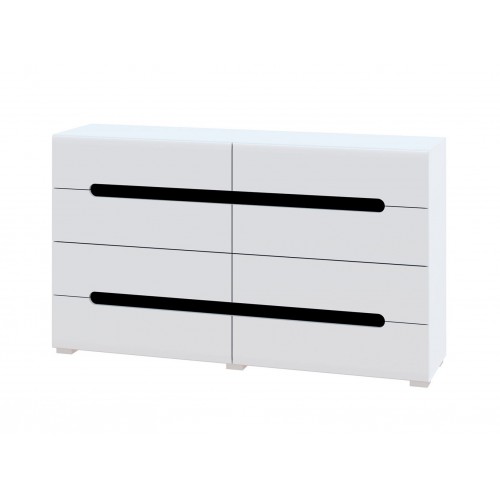 Комод Світ Меблів Бянко з 8 шухлядами 160 см Білий з чорною вставкою