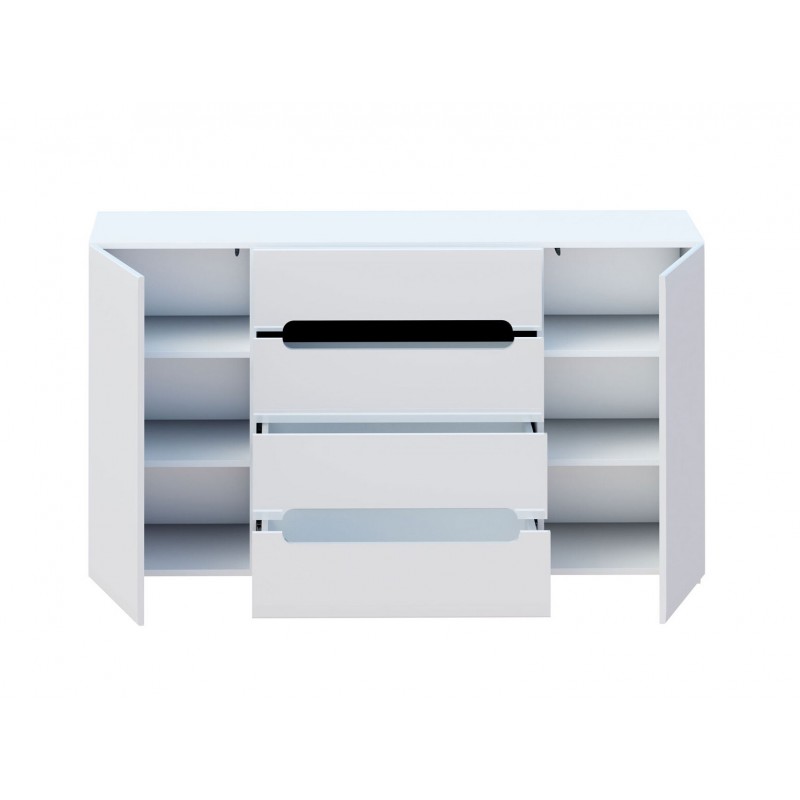 Комод Світ Меблів Бянко 2-дверний з 4 шухлядами 150 см, Білий з чорною вставкою